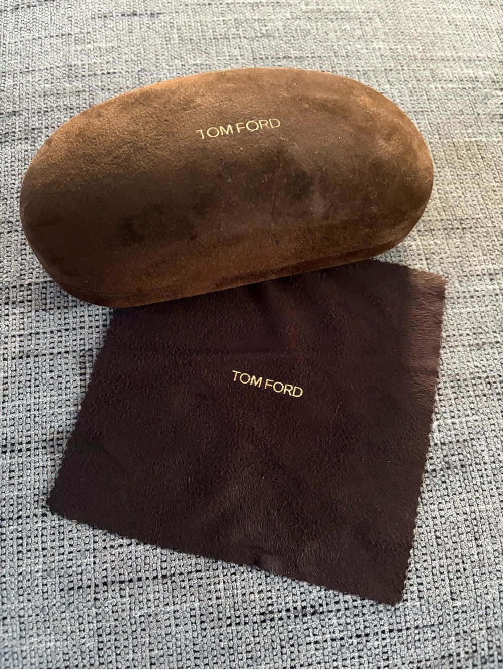 Tom Ford Brown Velvet Sunglasses Case and Cleaning Cloth